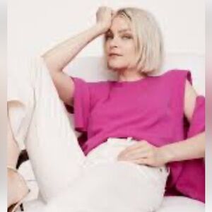 Banana Republic Vibrant Fuchsia Sleeveless Cashmere Sweater Sz XS